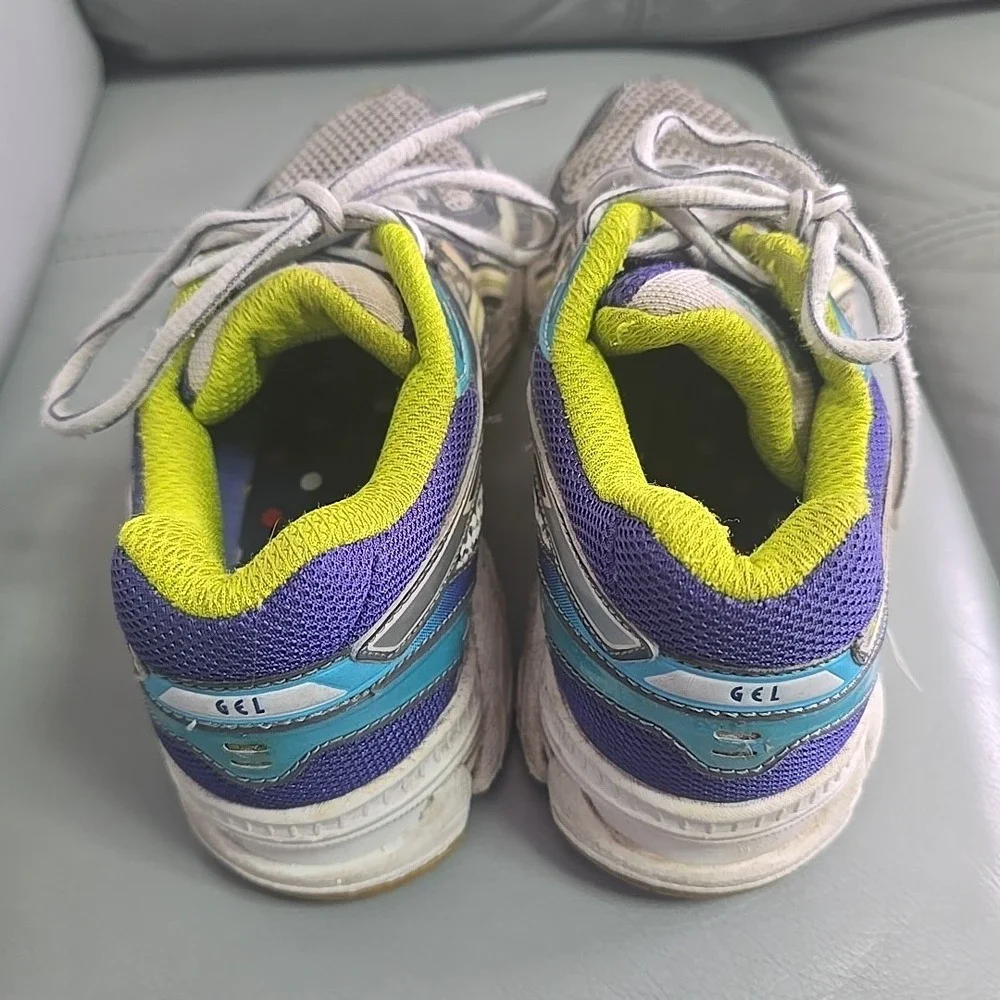 ASICS Gel-Equation Women's Size 6.5 Gray Blue Purple Athletic‎ Shoes T2D7N